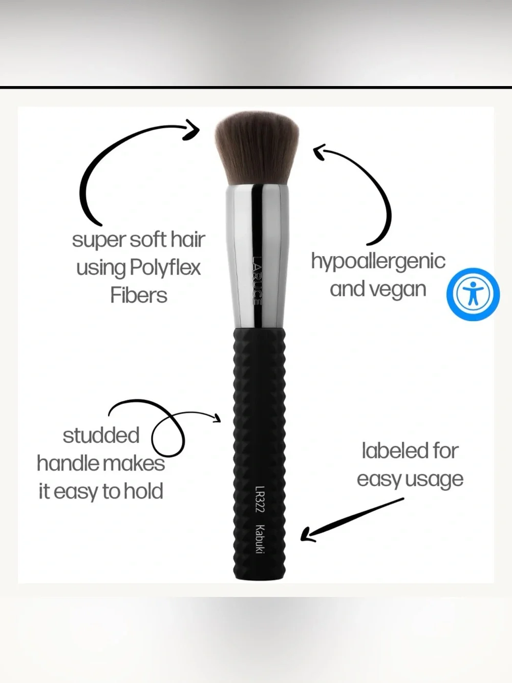 Laruce Kabuki LR322 Makeup Brush - Soft Dense Bristles
